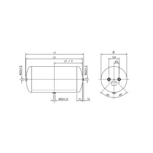 AIR TANK 20LTR X 206MM DIA (M22) L:645MM