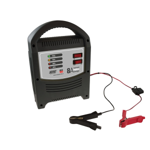 Maypole LED Automatic Battery Charger - 8A available at TruckSpares365. This high-performance charger is designed for maintaining both 6V and 12V lead-acid and AGM batteries up to 1.8 litres. Featuring LED indicators for clear charging progress, it is sui