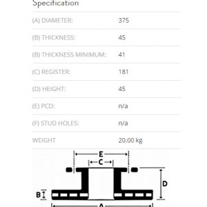 BRAKE DISC REPL VOLVO (VENTED) TRAILING LIFT AXLE