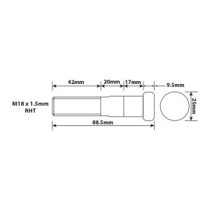 DAF LF45 Right Hand Wheel Stud M18 x 1.5mm 78.5mm