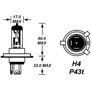 H4 472 12V 60/55W HALOGEN BULB