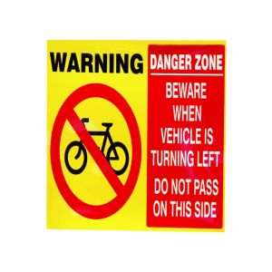 CYCLIST DANGER ZONE SIGN HORIZONTAL S/A VINYL 300X420MM