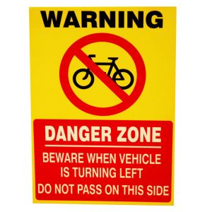 CYCLIST DANGER ZONE SIGN ALUMINIUM 297X210MM