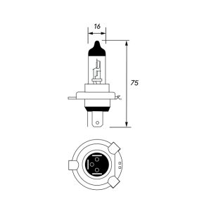 24V HEADLAMP BULB 75/70W H4 P43T HALOGEN - SINGLE PACK