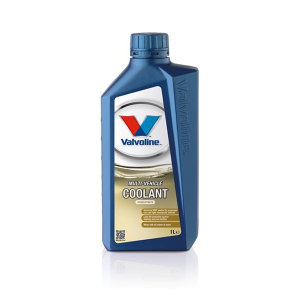 A bottle of Valvoline Multi-Vehicle Coolant Concentrate, featuring a universal, silicate-free formula with advanced Organic Acid Technology (OAT). This coolant provides long-term protection against freezing, overheating, corrosion, and scaling. Suitable f